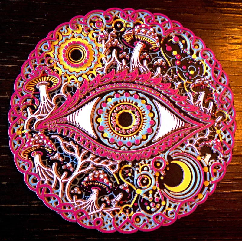 Cosmic Eye 3D printed relief wall art in daylight
